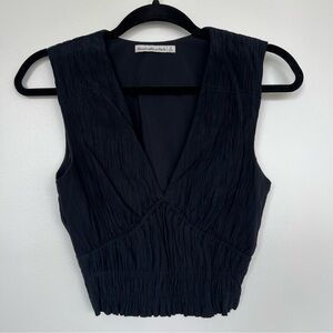 Abercrombie & Fitch Black Ruched Sleeveless Tank Top